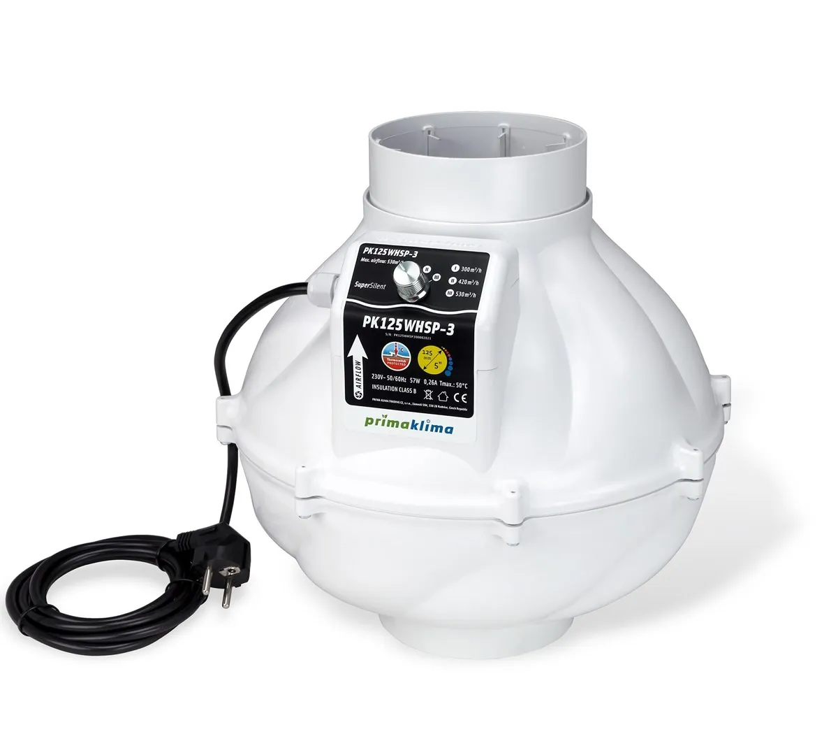 PRIMA KLIMA WENTYLATOR PK125WHSP-3 530M3/H